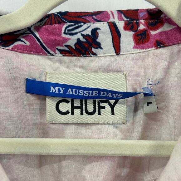 Chufy Ushi Mini Dress Pink Floral Long Sleeve Collared Button Down - Picture 7 of 8